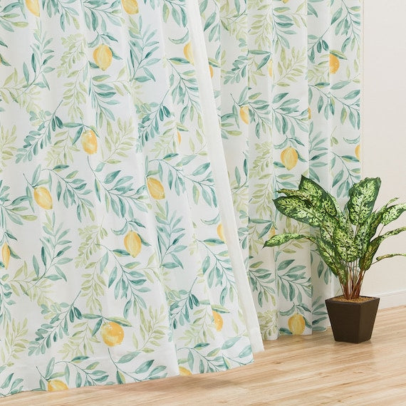 CURTAIN LEMON LEAF 100X200X2