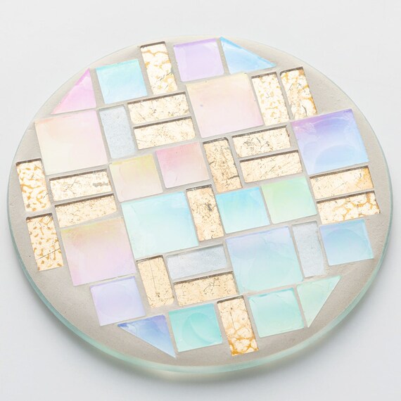 ĐẾ LÓT LY TRÒN BẰNG THỦY TINH MOSAIC SU