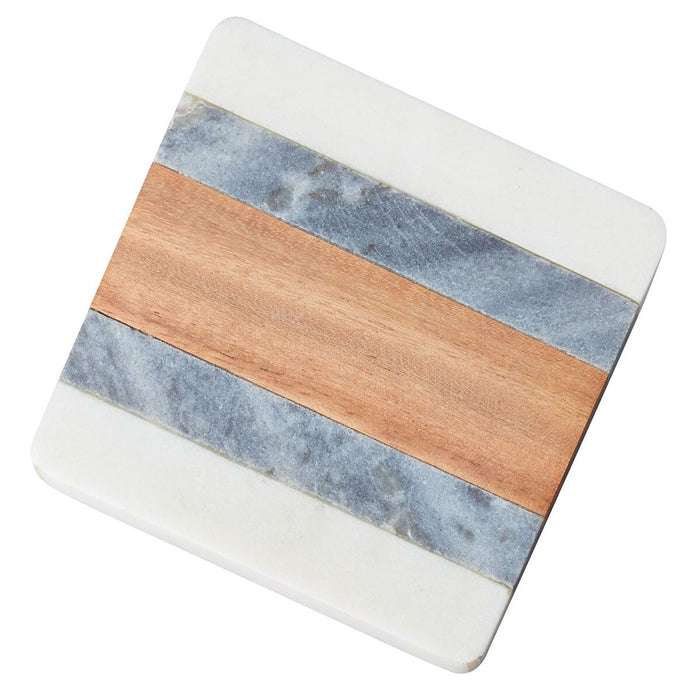 MARBLE AND WOOD COASTER SQUARE GY