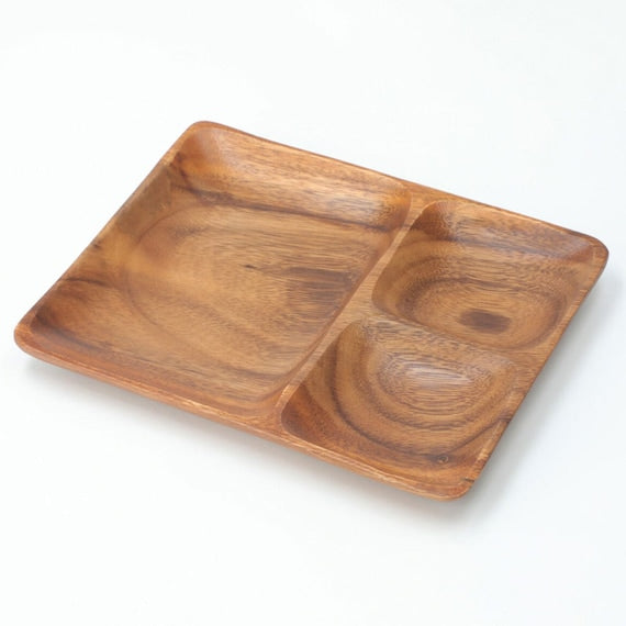 ĐĨA GỖ CHIA NGĂN ACACIA 24X20CM