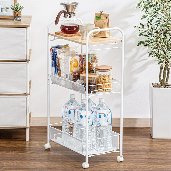 KỆ THÉP NHÀ BẾP MẶT GỖ DC-2 W260 WH