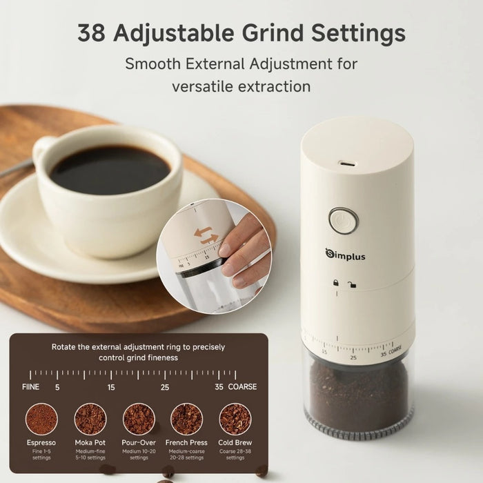 PORTABLE COFFEE BEAN GRINDER 005 38 GRIND SETTINGS USB