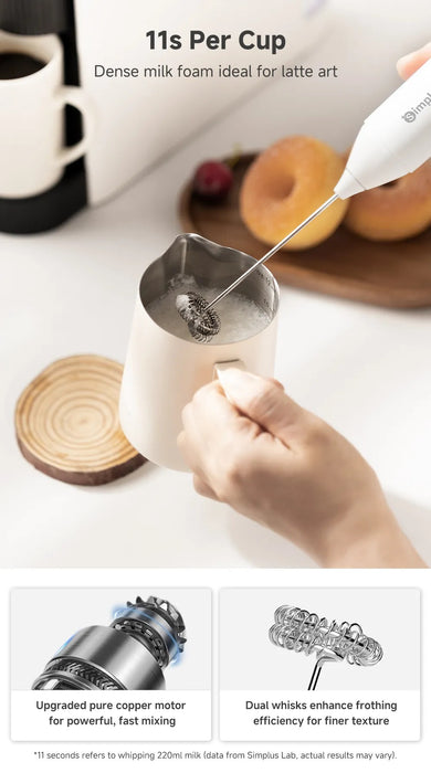 CORDLESS ELECTRIC MILK FROTHER 001 W/EGG WISK TIP WH USB