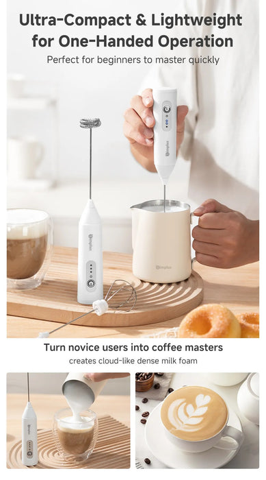 CORDLESS ELECTRIC MILK FROTHER 001 W/EGG WISK TIP WH USB