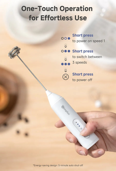 CORDLESS ELECTRIC MILK FROTHER 001 W/EGG WISK TIP WH USB
