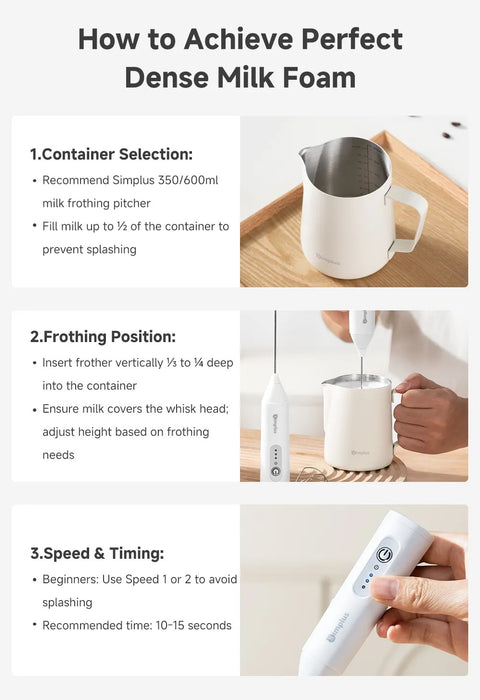 CORDLESS ELECTRIC MILK FROTHER 001 W/EGG WISK TIP WH USB