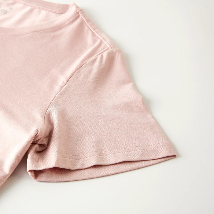 ÁO THUN NỮ MODAL CỔ TRÒN TAY NGẮN MÀU HỒNG SIZE M