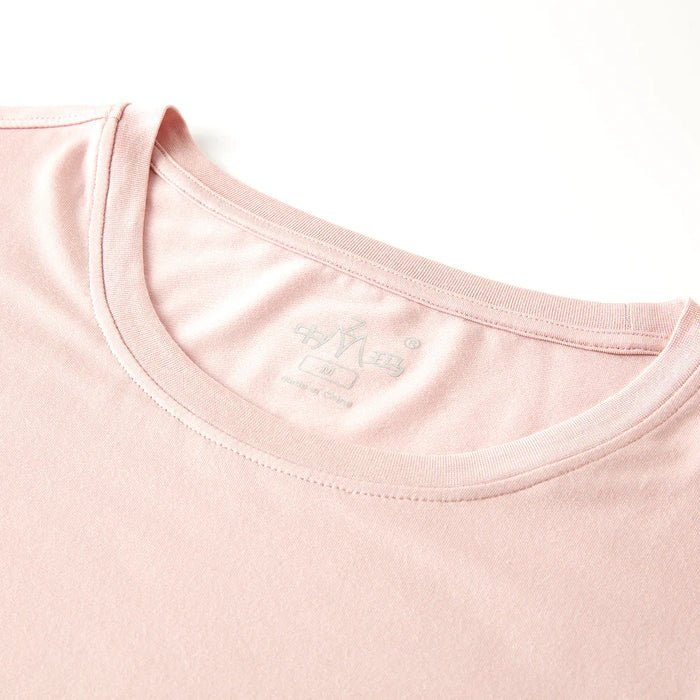 ÁO THUN NỮ MODAL CỔ TRÒN TAY NGẮN MÀU HỒNG SIZE M