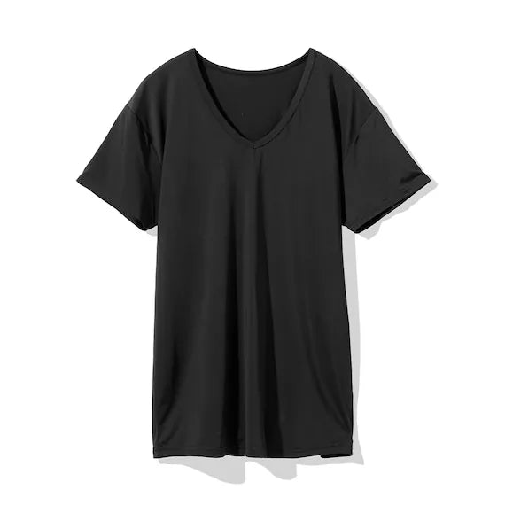 MENS COOL VNECK TSHIRTNE MESH BK L