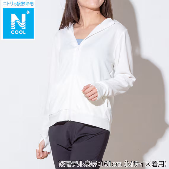 WOMENS UV CUT COOL HOODIE NE MESH WH M