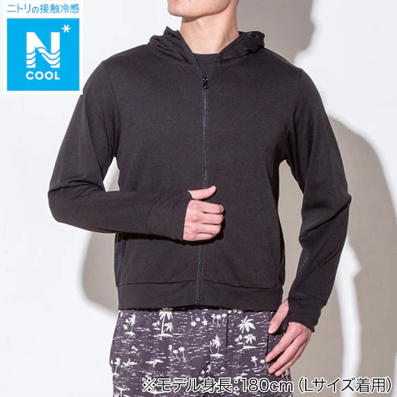 MENS UV CUT COOL HOODIE NE MESH BK M
