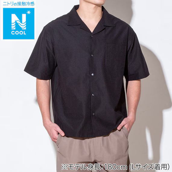 MENS COOL CUT GEORGETTE SHORT SLEEVESHIRT NE BK L