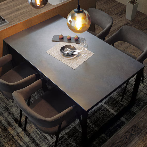 BỘ BÀN ĂN GỐM CERAL 150/90 MÀU XÁM/ĐEN