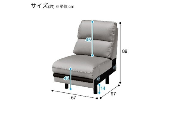 ARMLESS SOFA LOZO KD DGY LEATHER