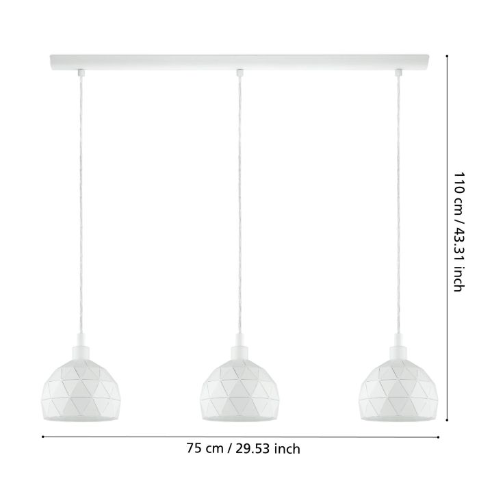 PENDANT LAMP 97857 WHITE TRIANGLE 3L WH