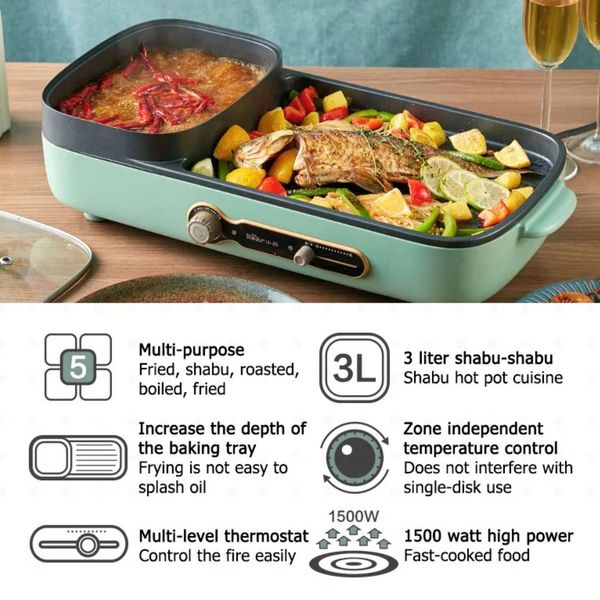 MULTI-FUNCTION GRILL AND HOT POT BEAR DKL-C15G1