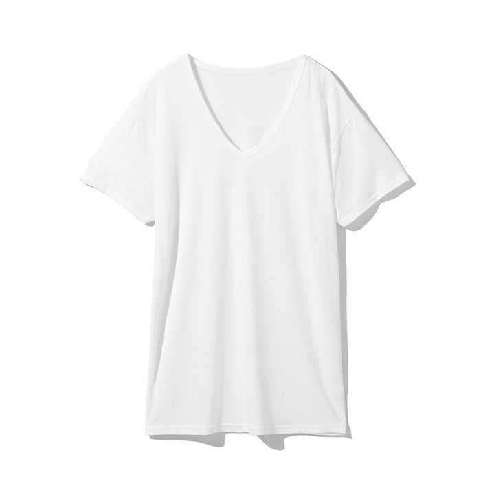 ÁO THUN NAM MÁT CỔ TIM VẢI LƯỚI MÀU TRẮNG SIZE LL