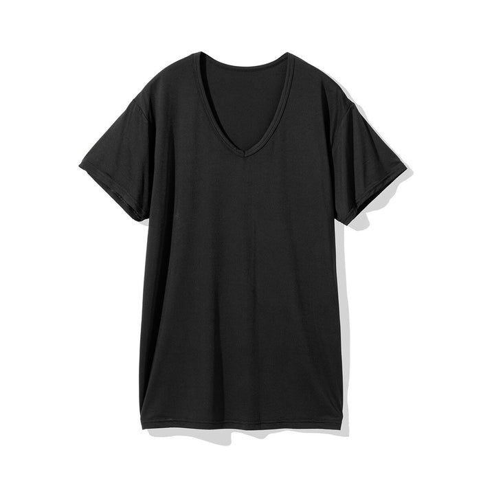 ÁO THUN NAM MÁT CỔ TIM VẢI LƯỚI MÀU ĐEN SIZE LL