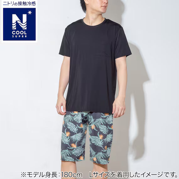 MEN SUPER COOL ROOMWEAR SET BOTANICAL BK  L