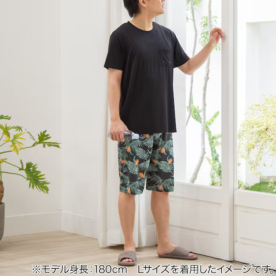 MEN SUPER COOL ROOMWEAR SET BOTANICAL BK  L