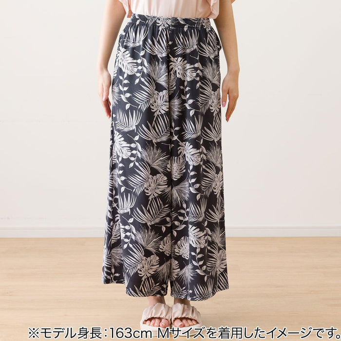 WOMEN'S COOL LONG LENGTH ROOM PANTS LEAF PATTERN M