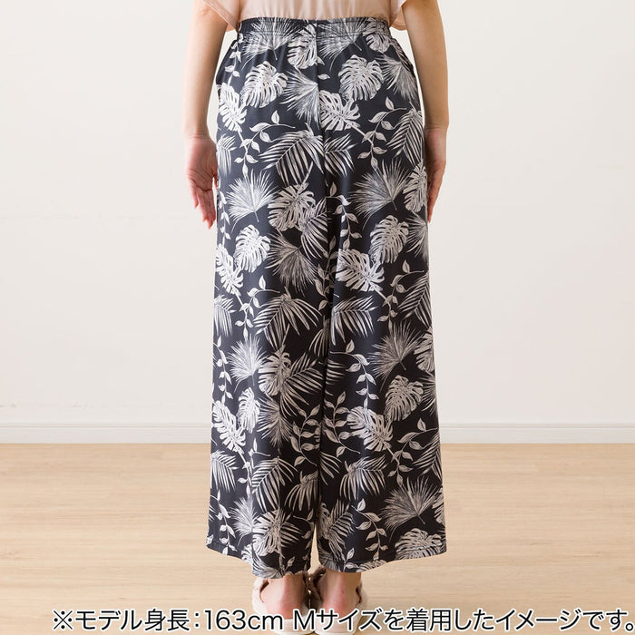 WOMEN'S COOL LONG LENGTH ROOM PANTS LEAF PATTERN M