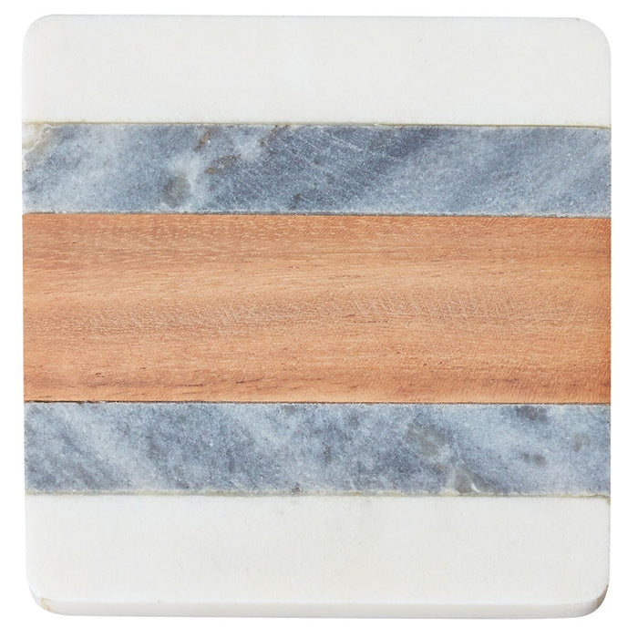 MARBLE AND WOOD COASTER SQUARE GY