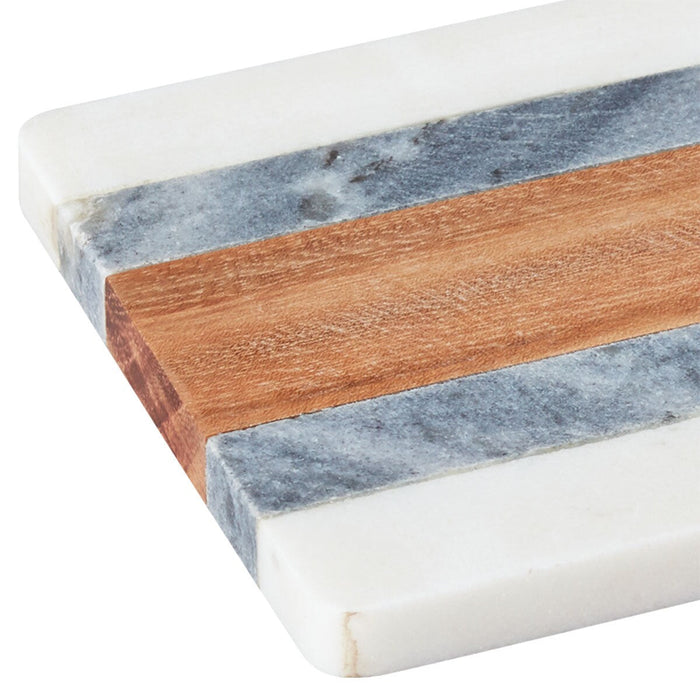 MARBLE AND WOOD COASTER SQUARE GY