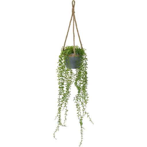 MINI LEAVES IN IRON POT WITH HEMP ROPE HANGING HA31956GN