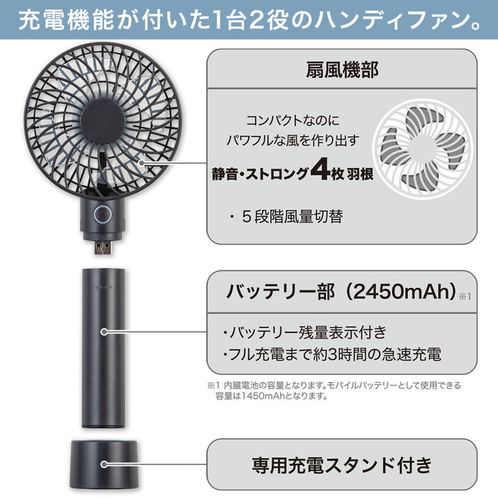 HANDY FAN AND POWERBANK WITH CHARGEABLE BASE HF316DGY