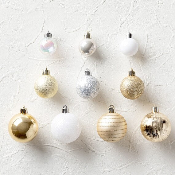 QUẢ BÓNG NOEL 10P WHITE GOLD N2KR