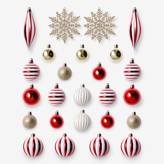 QUẢ BÓNG NOEL 25P WHITE & RED N3KR