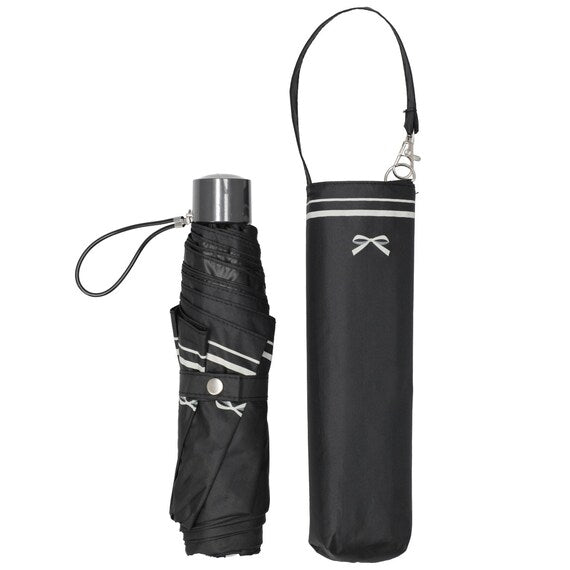 RAINY AND SUNNY FOLDABLE UMBRELLA 50CM RIBBON BK