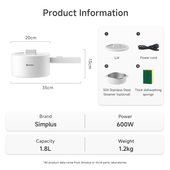 ELECTRIC COOKING POT 002-W/STEAM 1.5L WH-EU