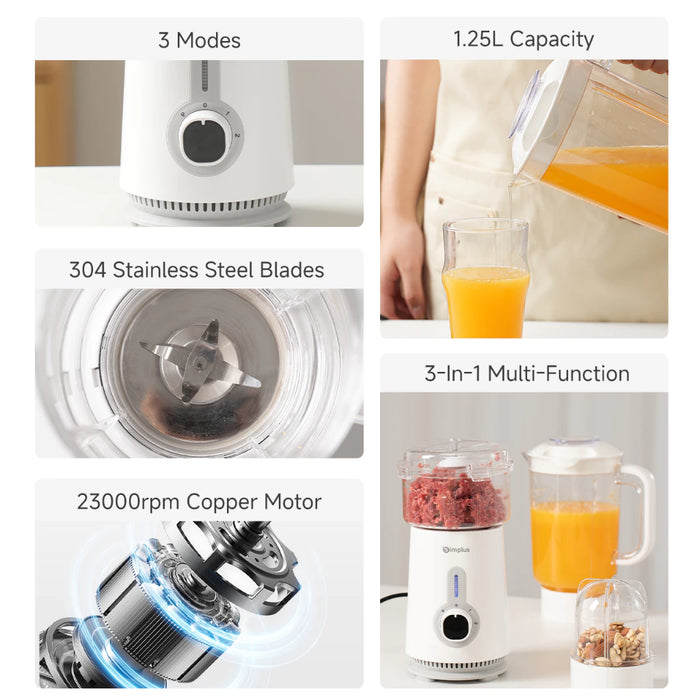 3-IN-1 FOOD PROCESSOR 005-380W-1.25L-WHITE