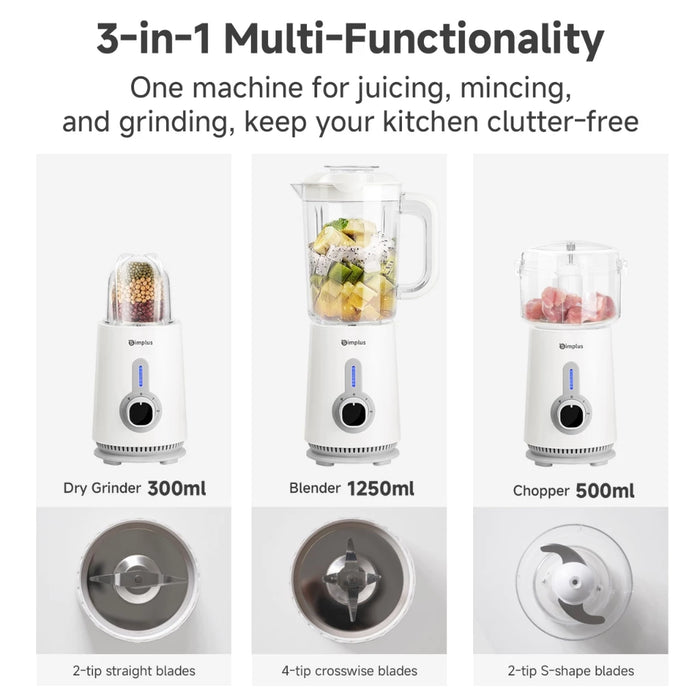 3-IN-1 FOOD PROCESSOR 005-380W-1.25L-WHITE