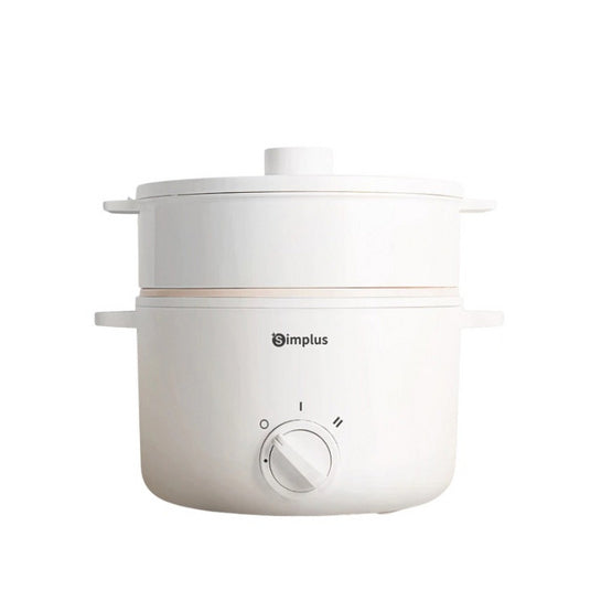 ELECTRIC COOKING POT 010-DOUBLE HANDLE-WITH STEAMER-3L-WHITE