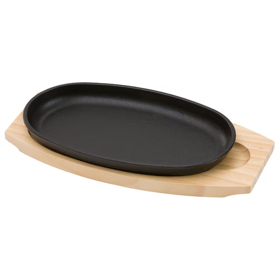 IH/GAS CAST-IRON GRILL PLATE WITH WOODEN BASE XG995