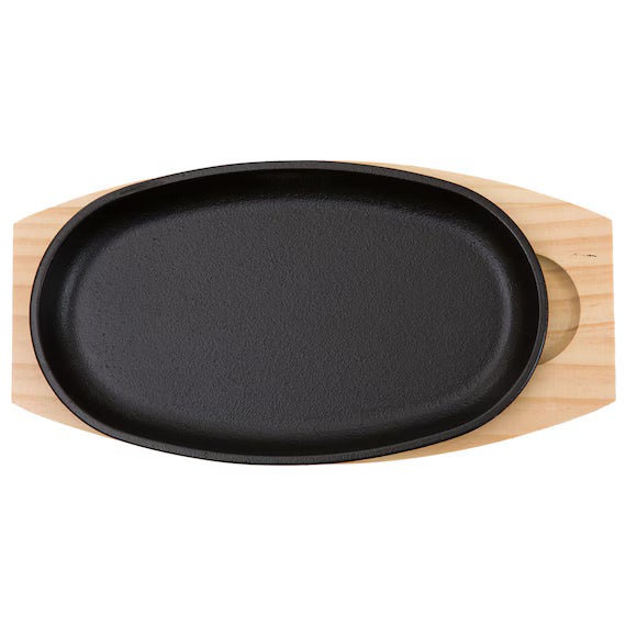 IH/GAS CAST-IRON GRILL PLATE WITH WOODEN BASE XG995
