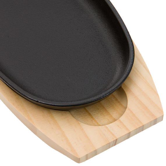 IH/GAS CAST-IRON GRILL PLATE WITH WOODEN BASE XG995