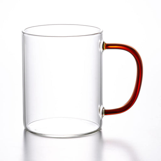 Hand made heat resistant glass cup with hande 400ml amber
