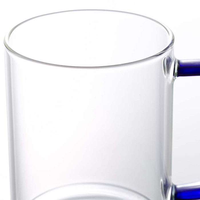 Hand made heat resistant glass cup with hande 400ml blue