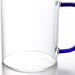 Hand made heat resistant glass cup with hande 400ml blue
