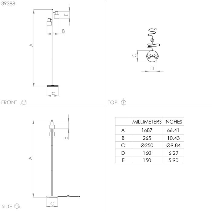 FLOOR LAMP 39388 RIM RING BK