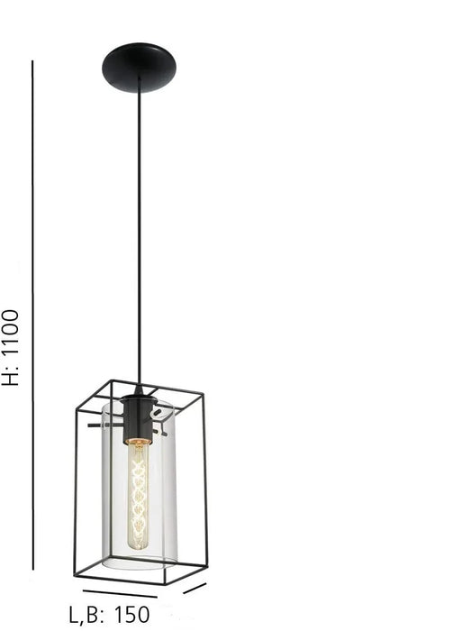 PENDANT LAMP 49495 RECT IRON 1L BK