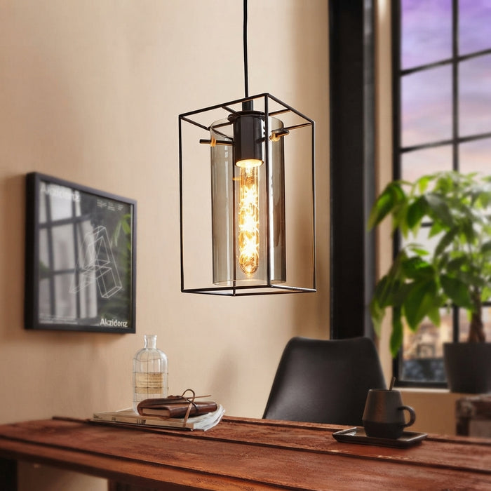 PENDANT LAMP 49495 RECT IRON 1L BK