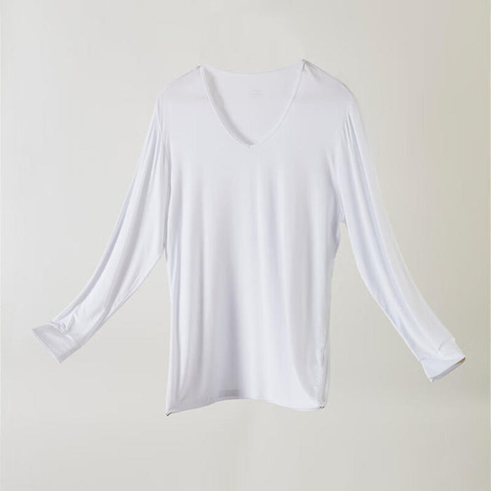 MEN MODAL LYCRA VNECK LONG WH XL