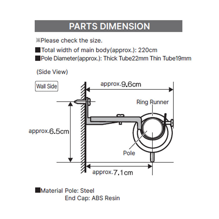 THANH TREO RÈM LINH HOẠT FRESCO3 WH 2M/S